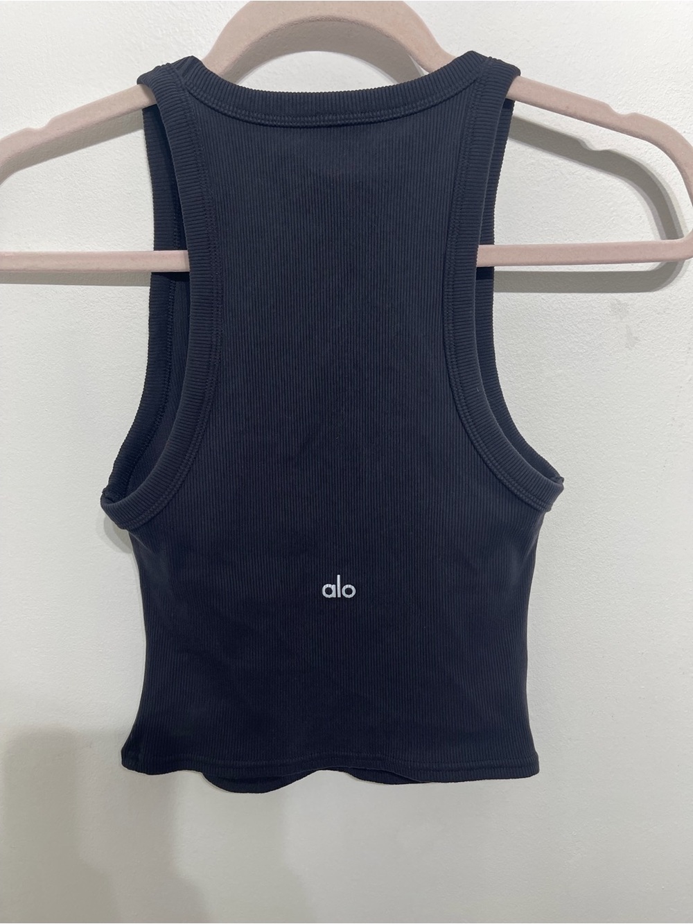 ALO Yoga Black Ribbed Racerback Crop Tank